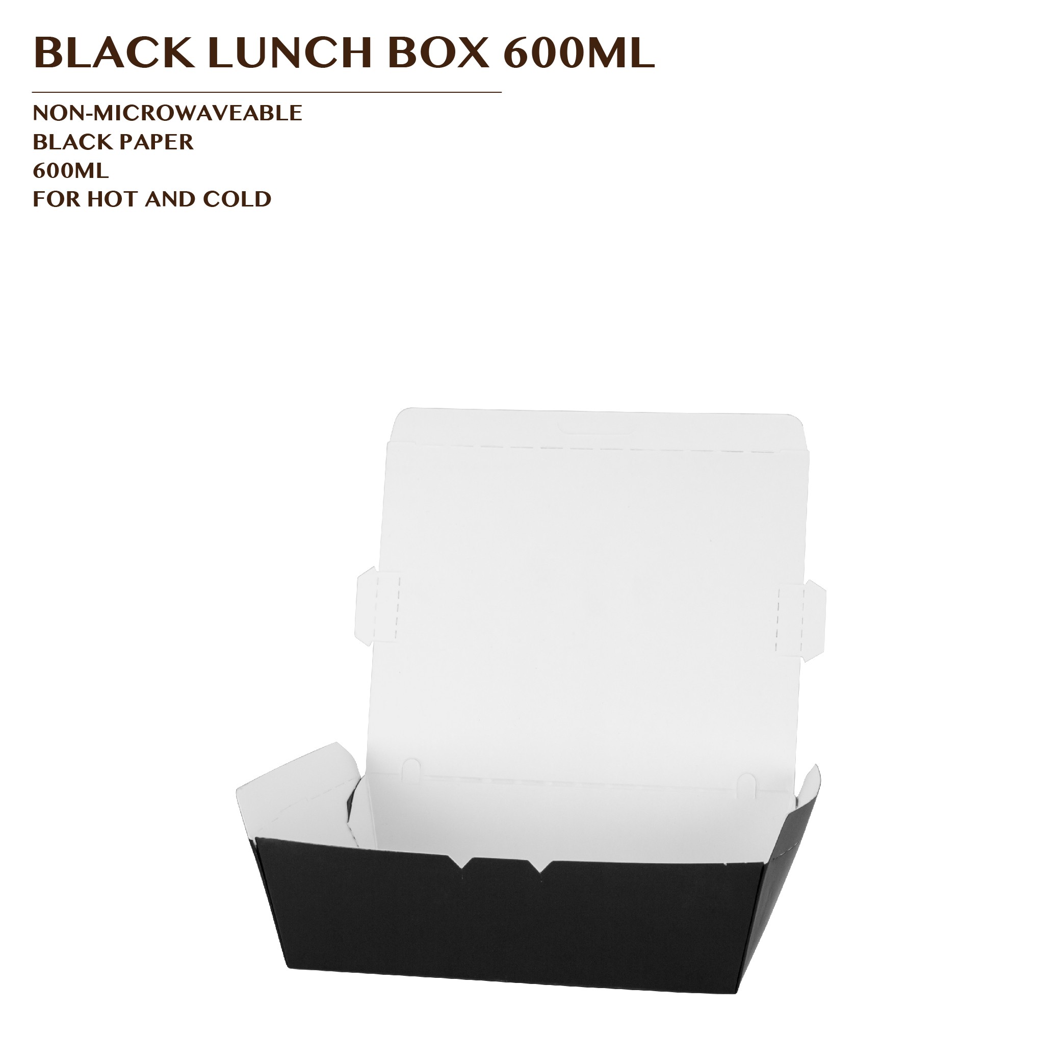 PRE-ORDER BLACK LUNCH BOX 600ML 600PCS/CTN