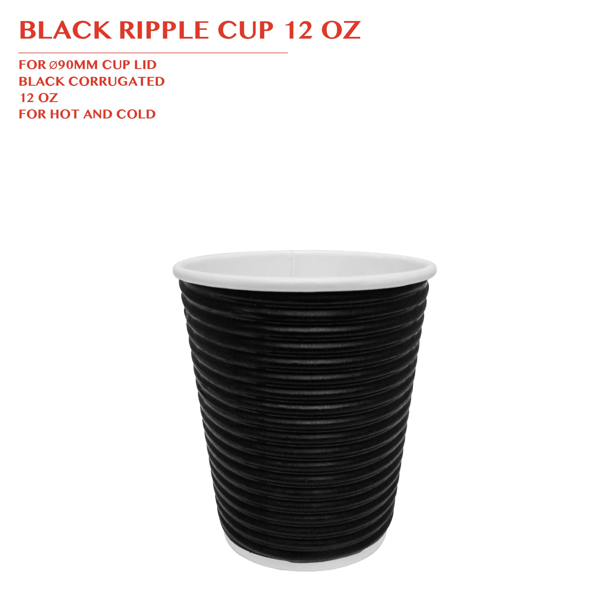 PRE-ORDER BLACK RIPPLE CUP 12 OZ 500PCS/CTN
