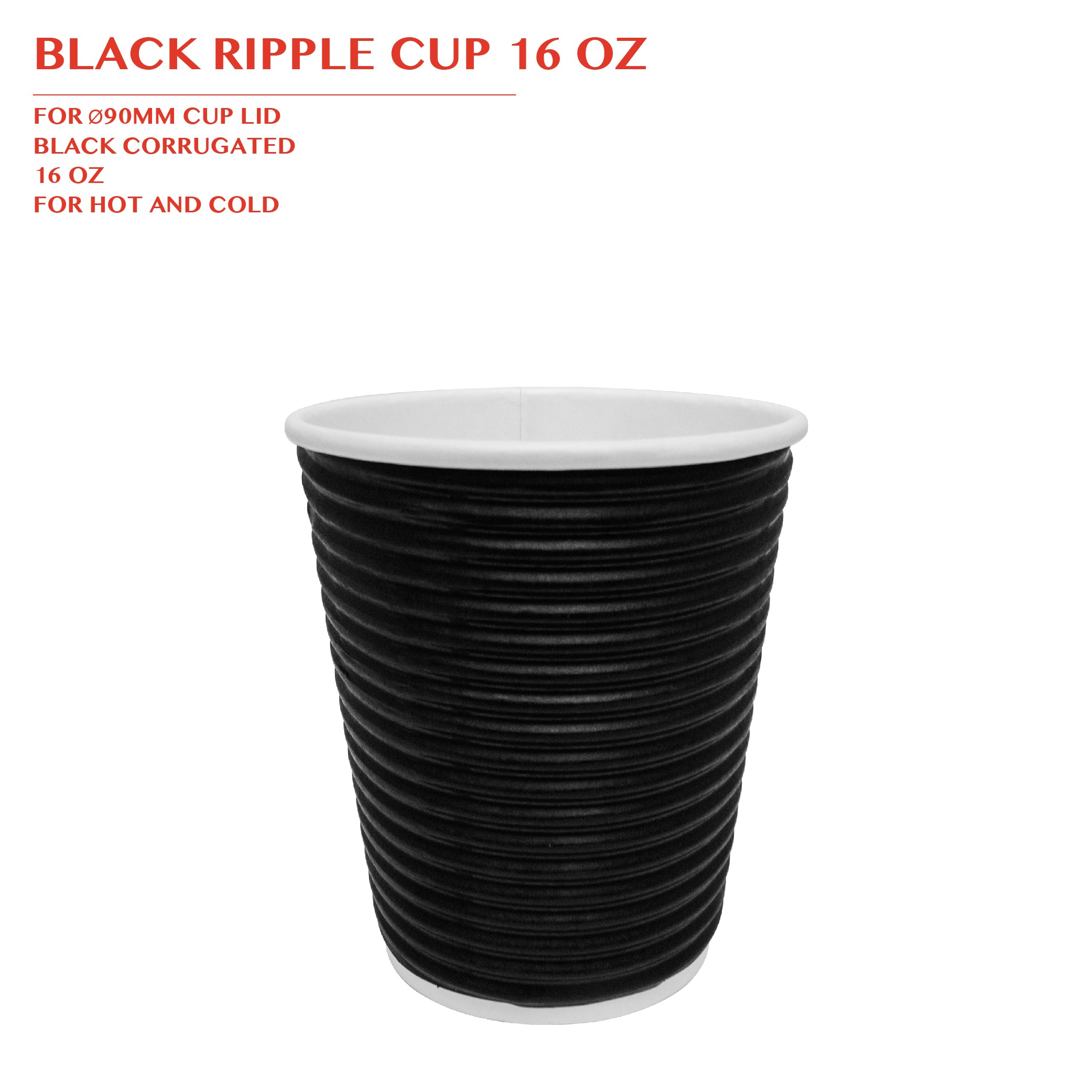 PRE-ORDER BLACK RIPPLE CUP 16 OZ 500PCS/CTN