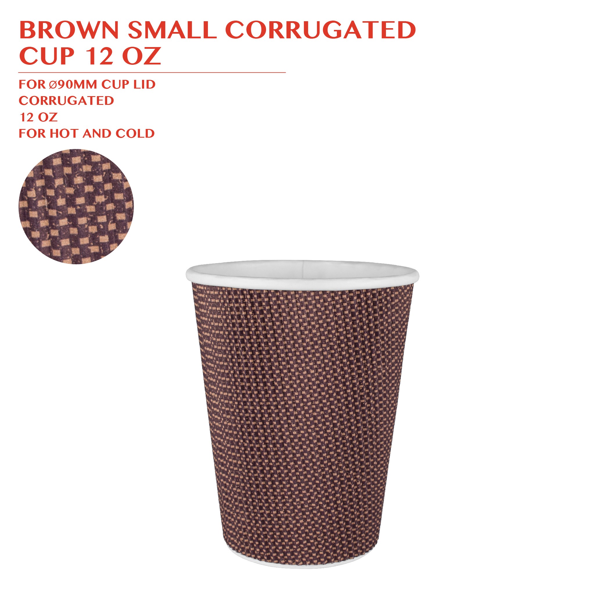 PRE-ORDER BROWN SMALL CORRUGATED  CUP 12 OZ 500PCS/CTN