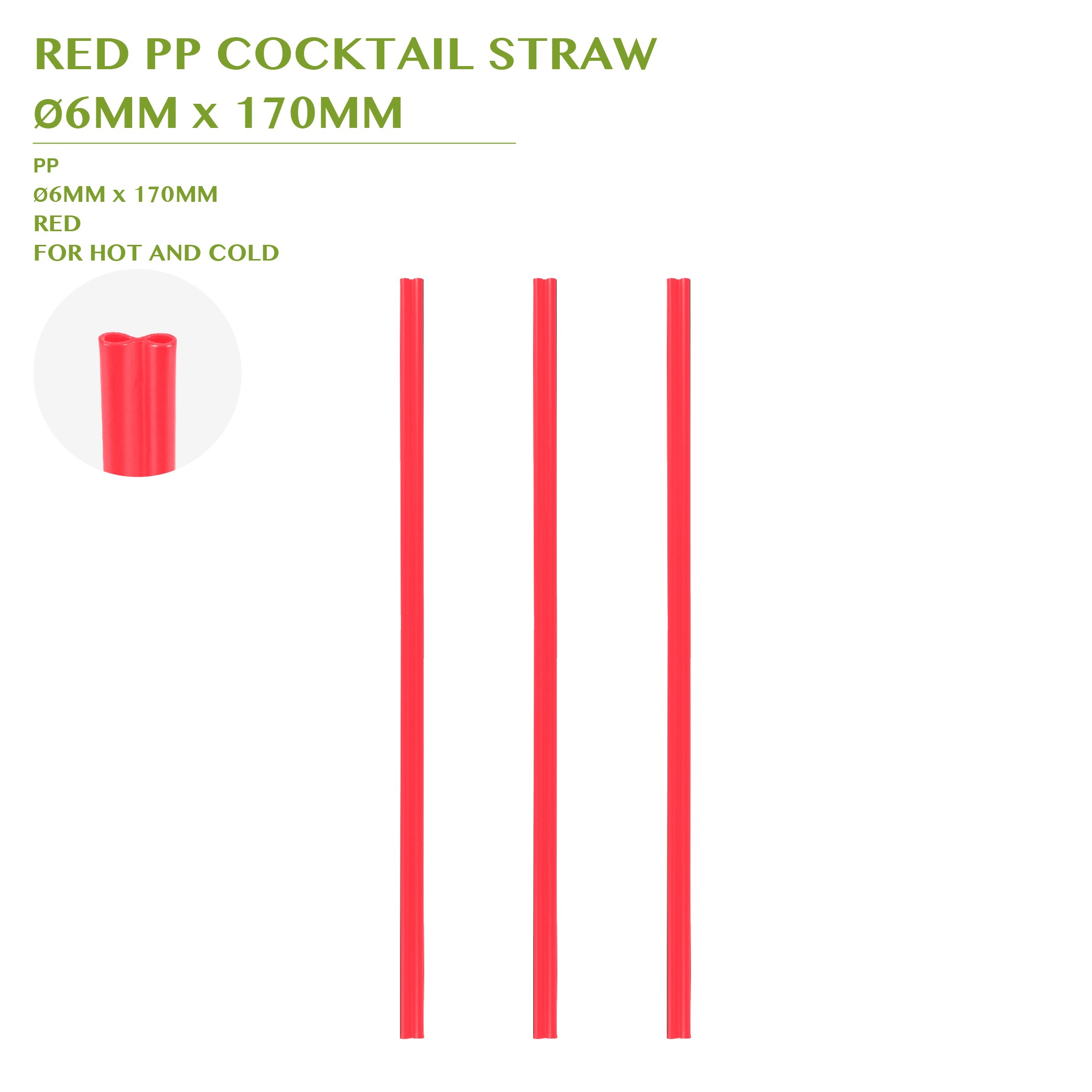 PRE-ORDER RED PP COCKTAIL STRAW Ø6MM x 170MM