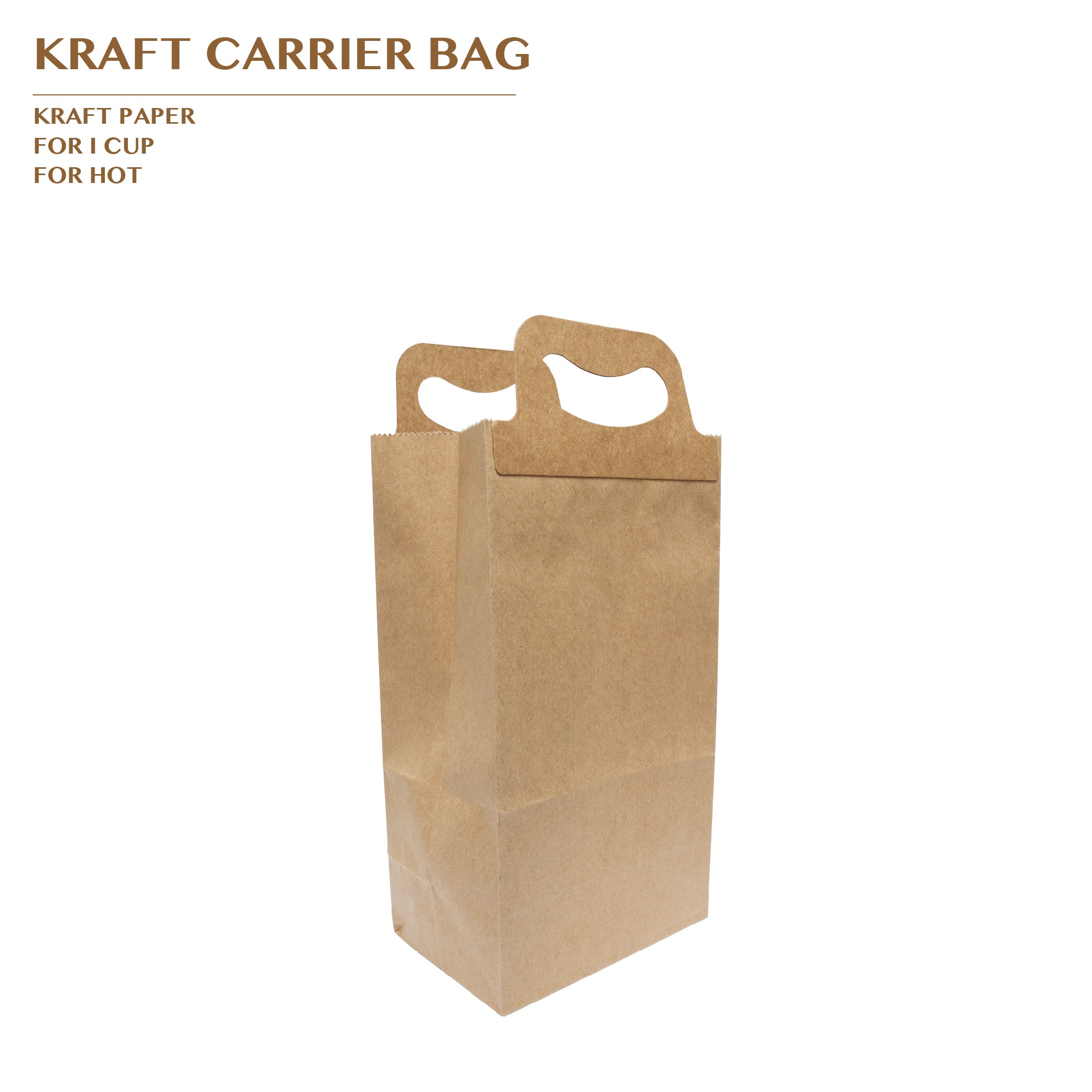 PRO-ORDER KRAFT CARRIER BAG FOR 1 CUP 1000PCS/CTN