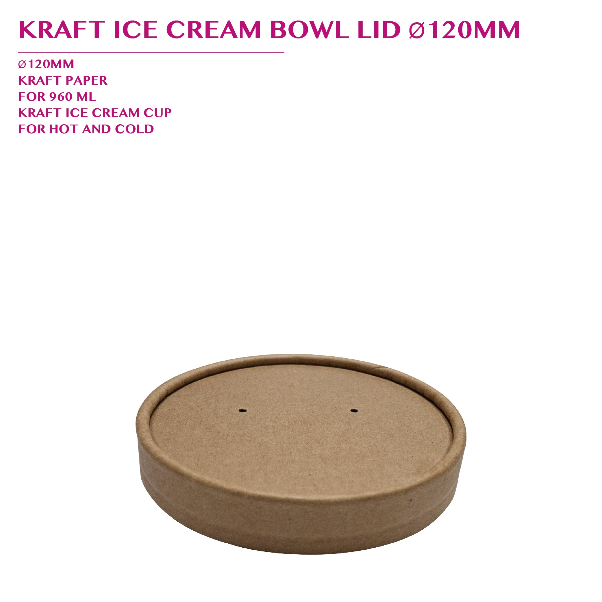 PRE-ORDER KRAFT ICE CREAM BOWL LID Ø120MM PCS/CTN