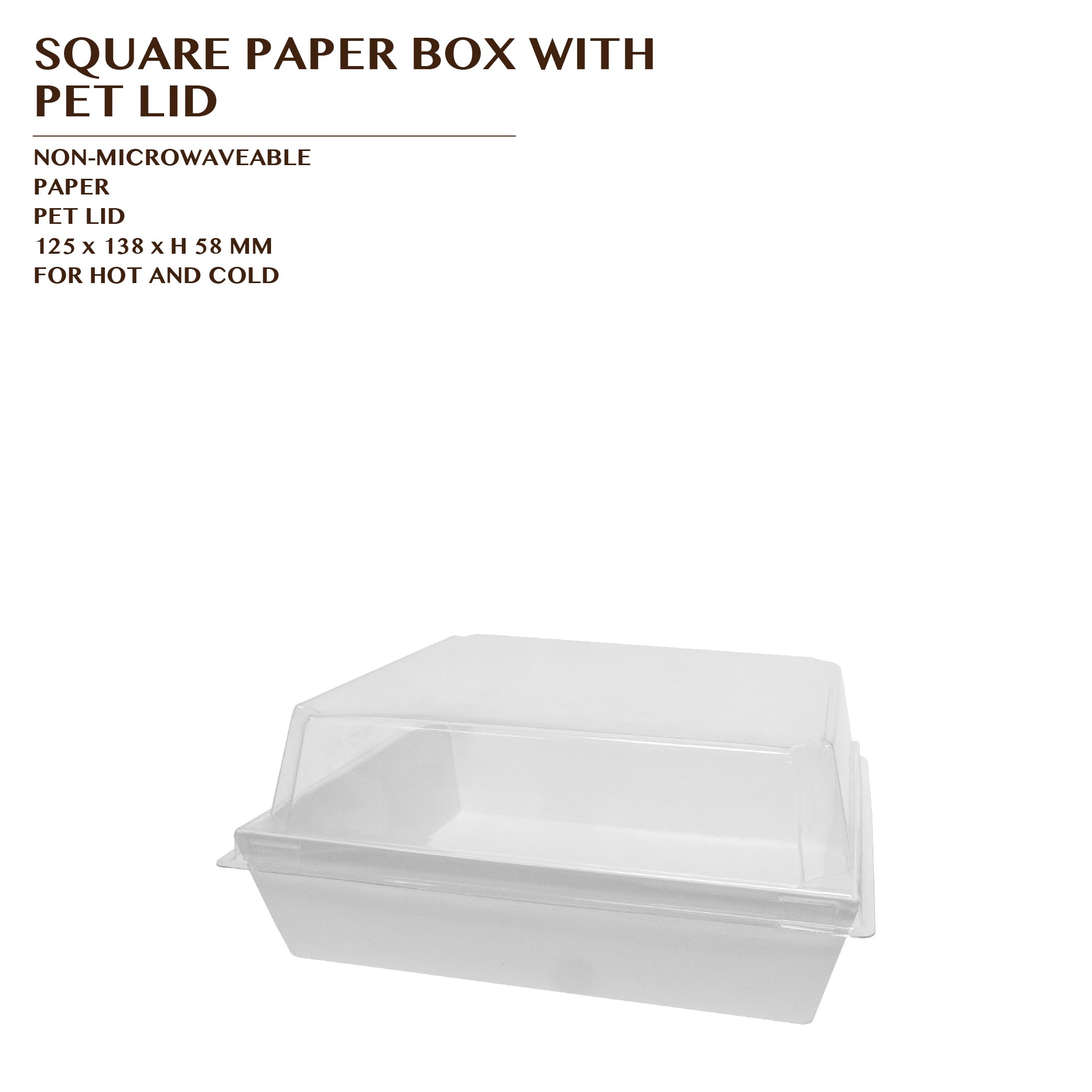 PRE-ORDER SQUARE PAPER BOX WITH PET LID 800 SET/CTN