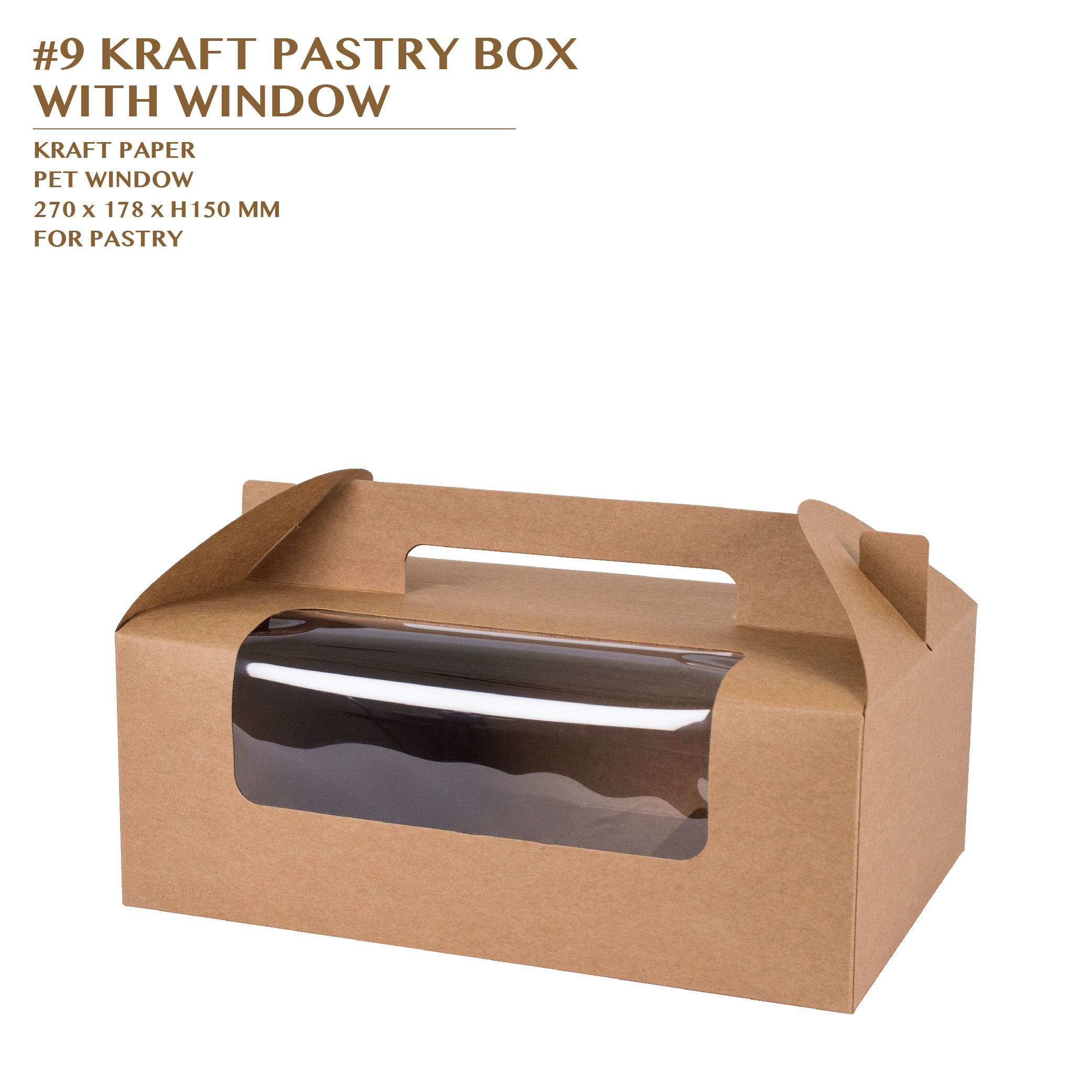 PRE-ORDER #9 KRAFT PASTRY BOX  WITH WINDOW