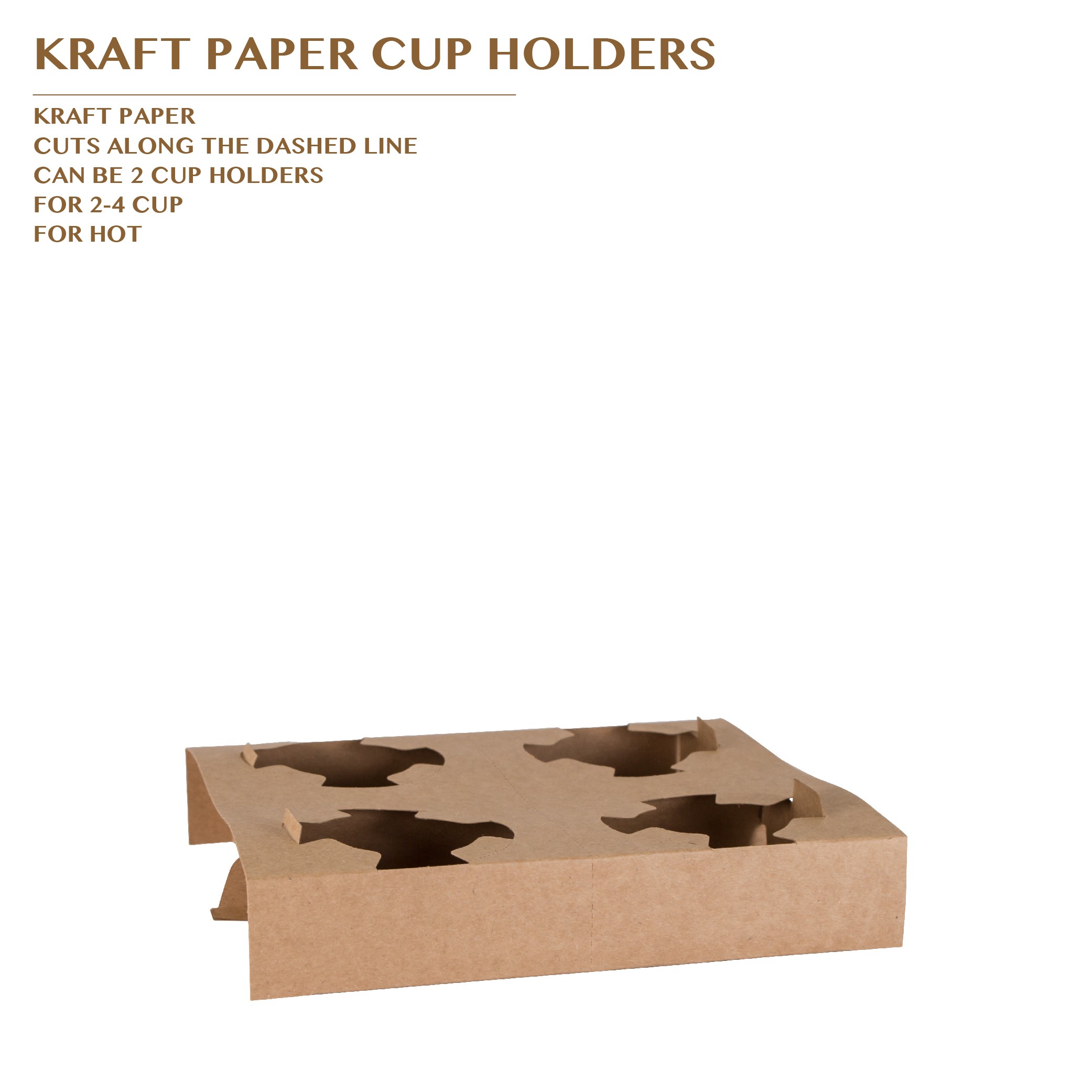 PRE-ORDER KRAFT PAPER CUP HOLDER  FOR 4 CUPS PCS/CTN
