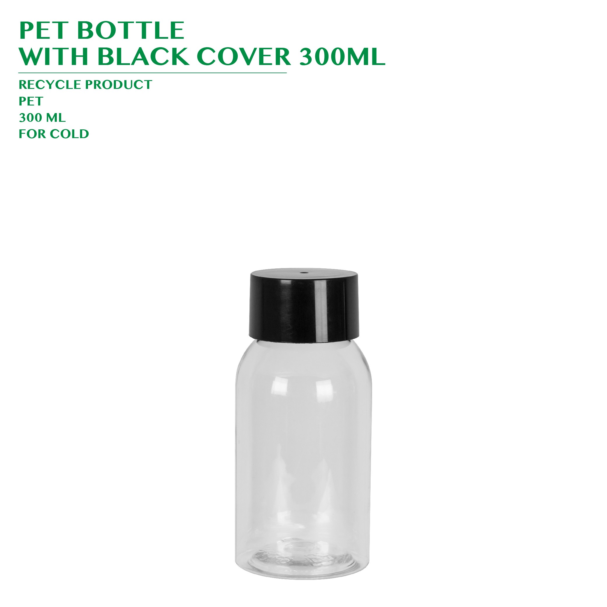PRE-ORDER PET BOTTLE  WITH BLACK COVER 300ML