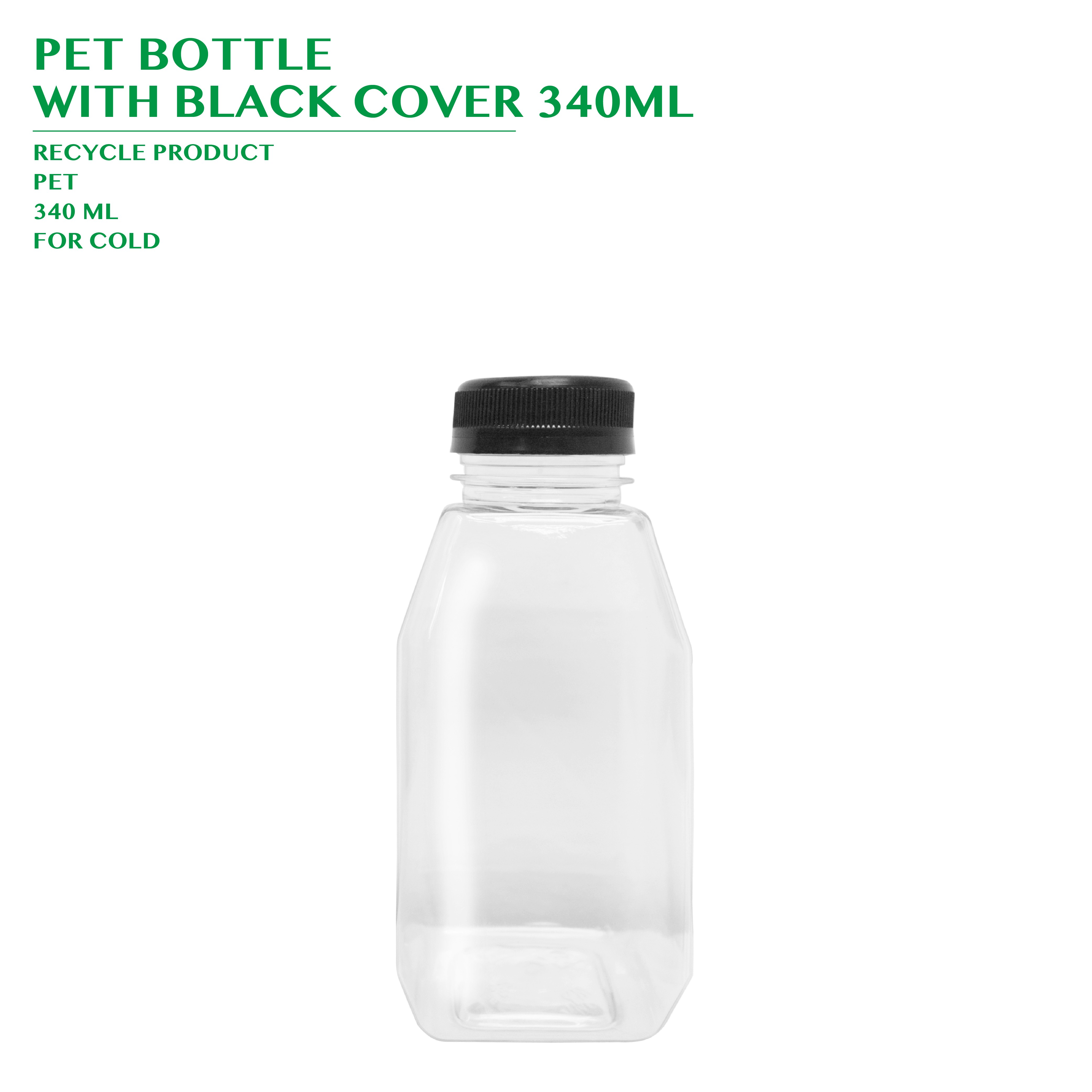 PRE-ORDER PET BOTTLE  WITH BLACK COVER 340ML 200PCS/CTN