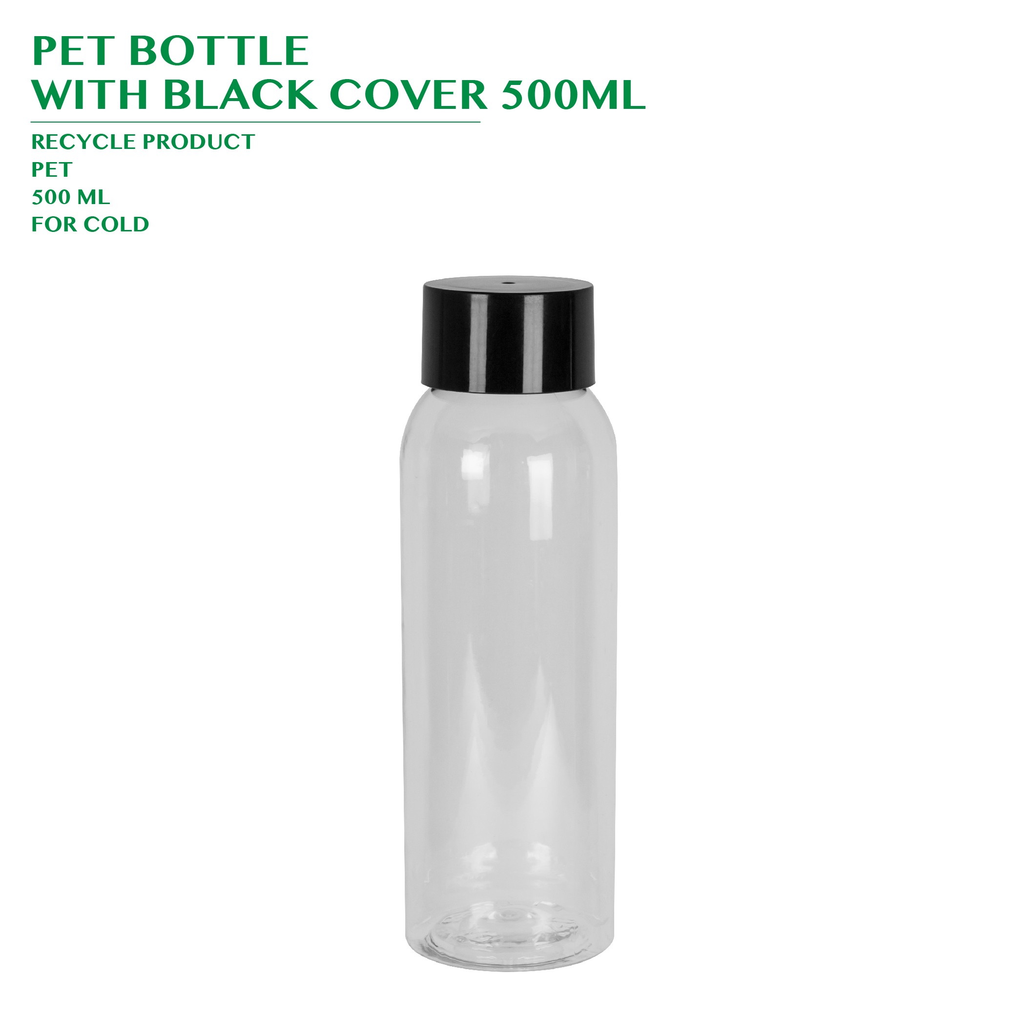 PET BOTTLE  WITH BLACK COVER 500ML 168PCS/CTN