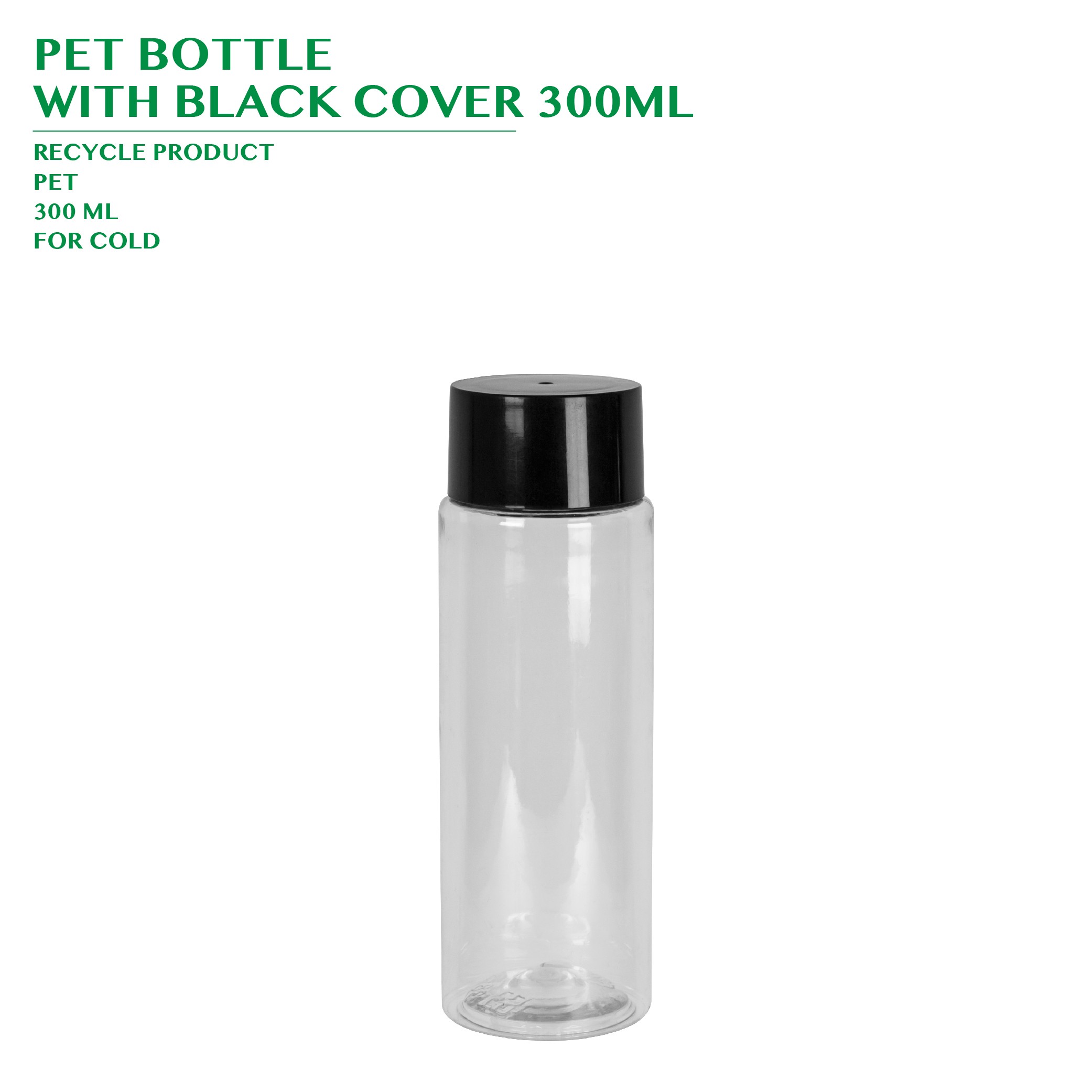 PET BOTTLE  WITH BLACK COVER 300ML 288PCS/CTN