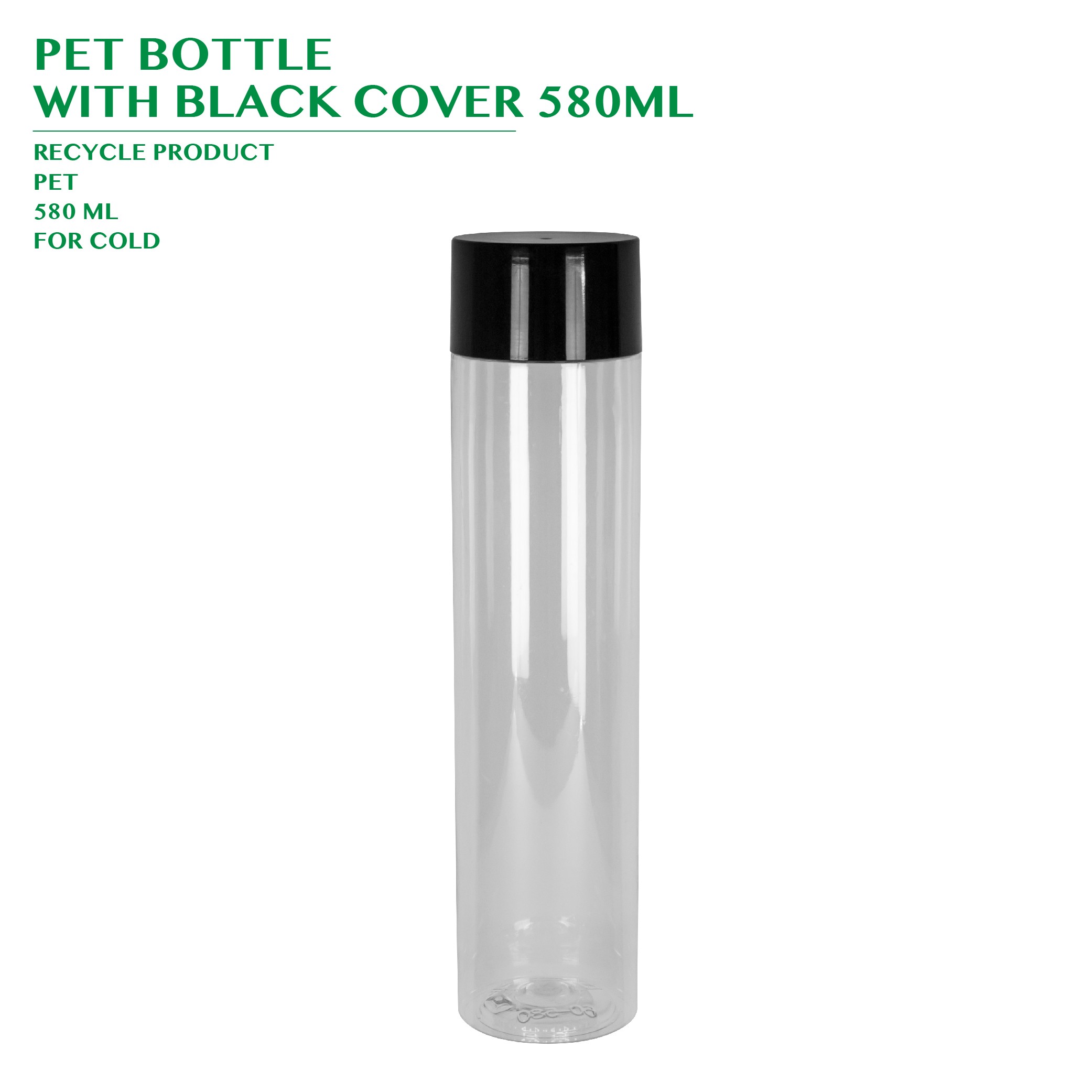 PRE-ORDER PET BOTTLE  WITH BLACK COVER 580ML