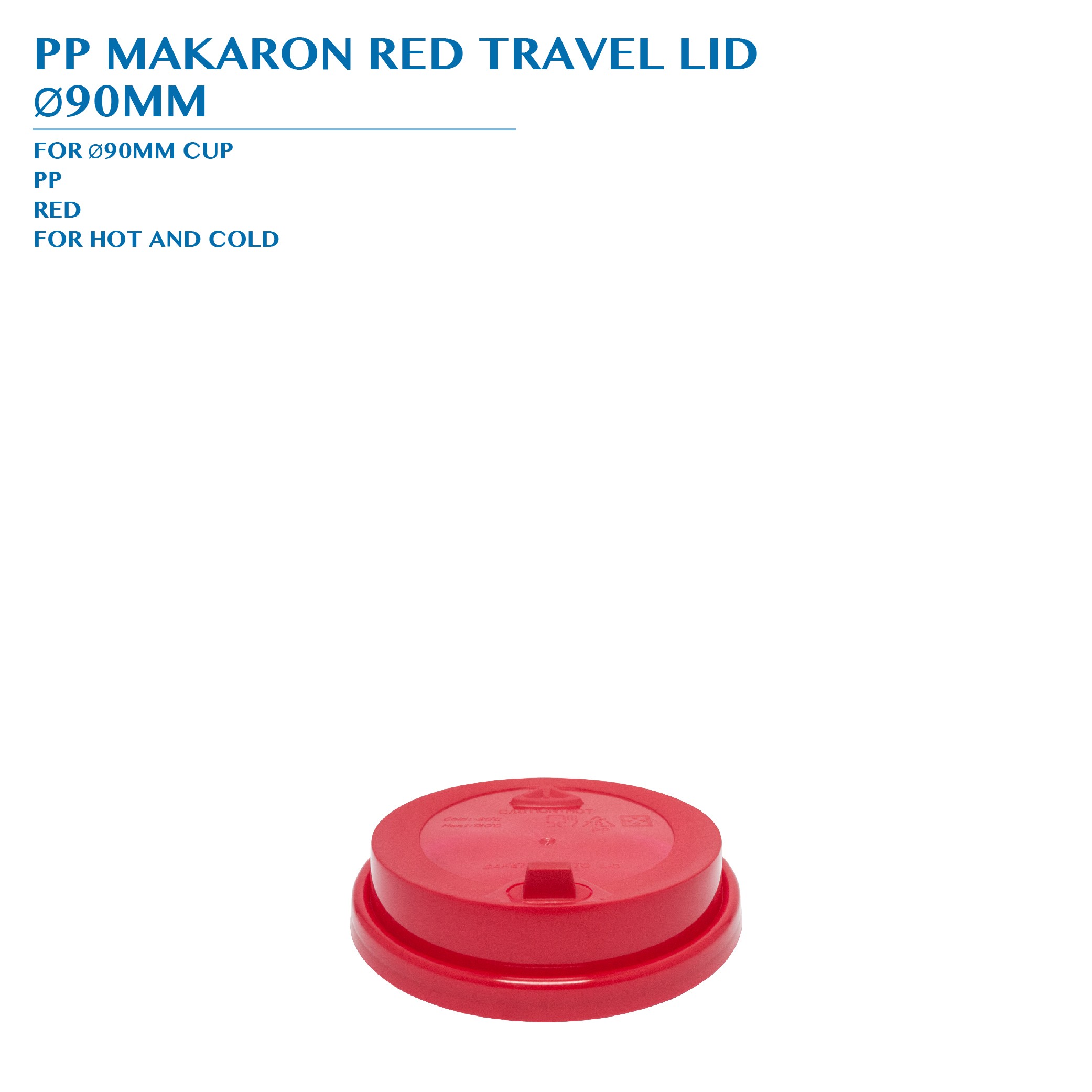 PRE-ORDER PP MACARON RED TRAVEL LID  Ø90MM PCS/CTN