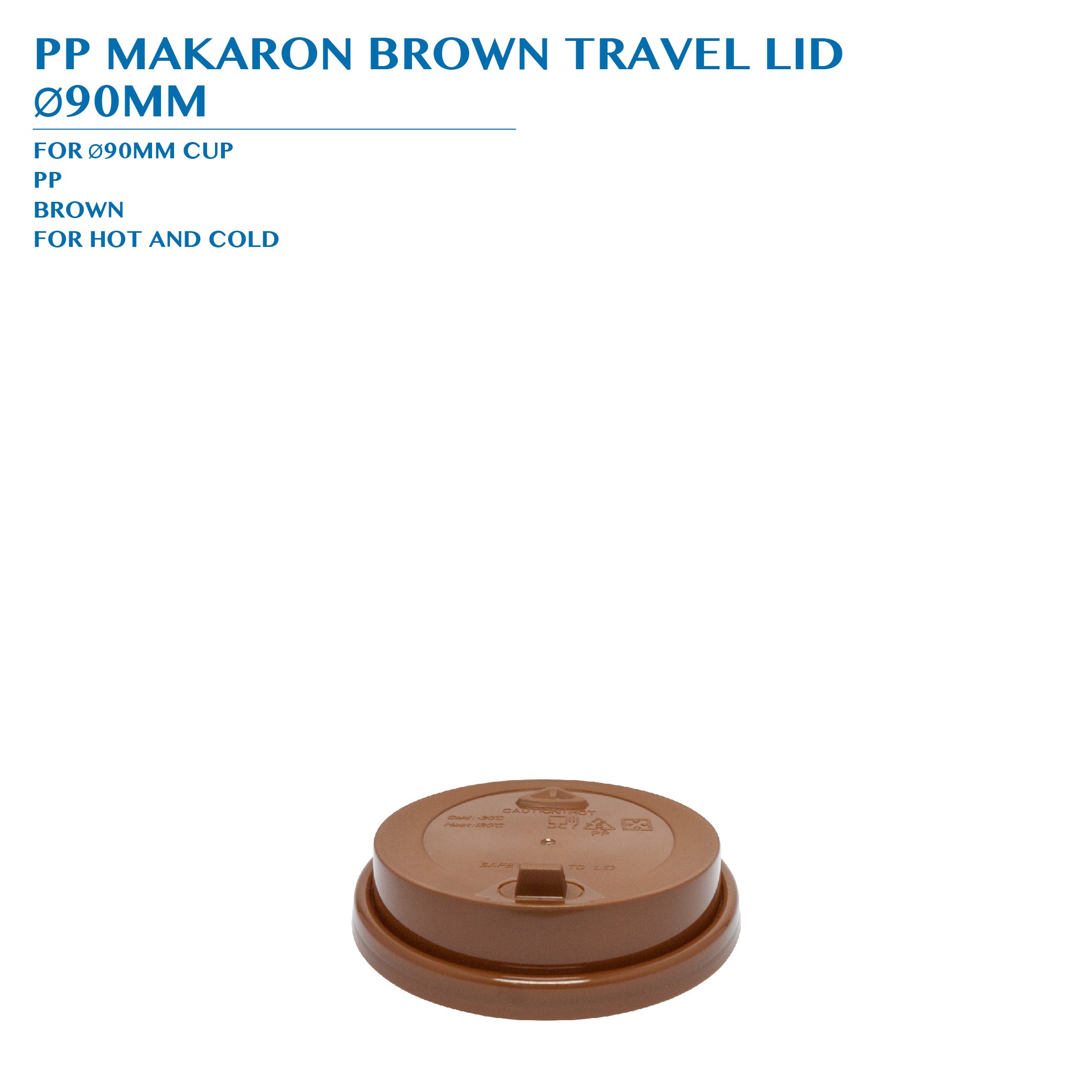 PRE-ORDER PP MACARON BROWN TRAVEL LID  Ø90MM PCS/CTN