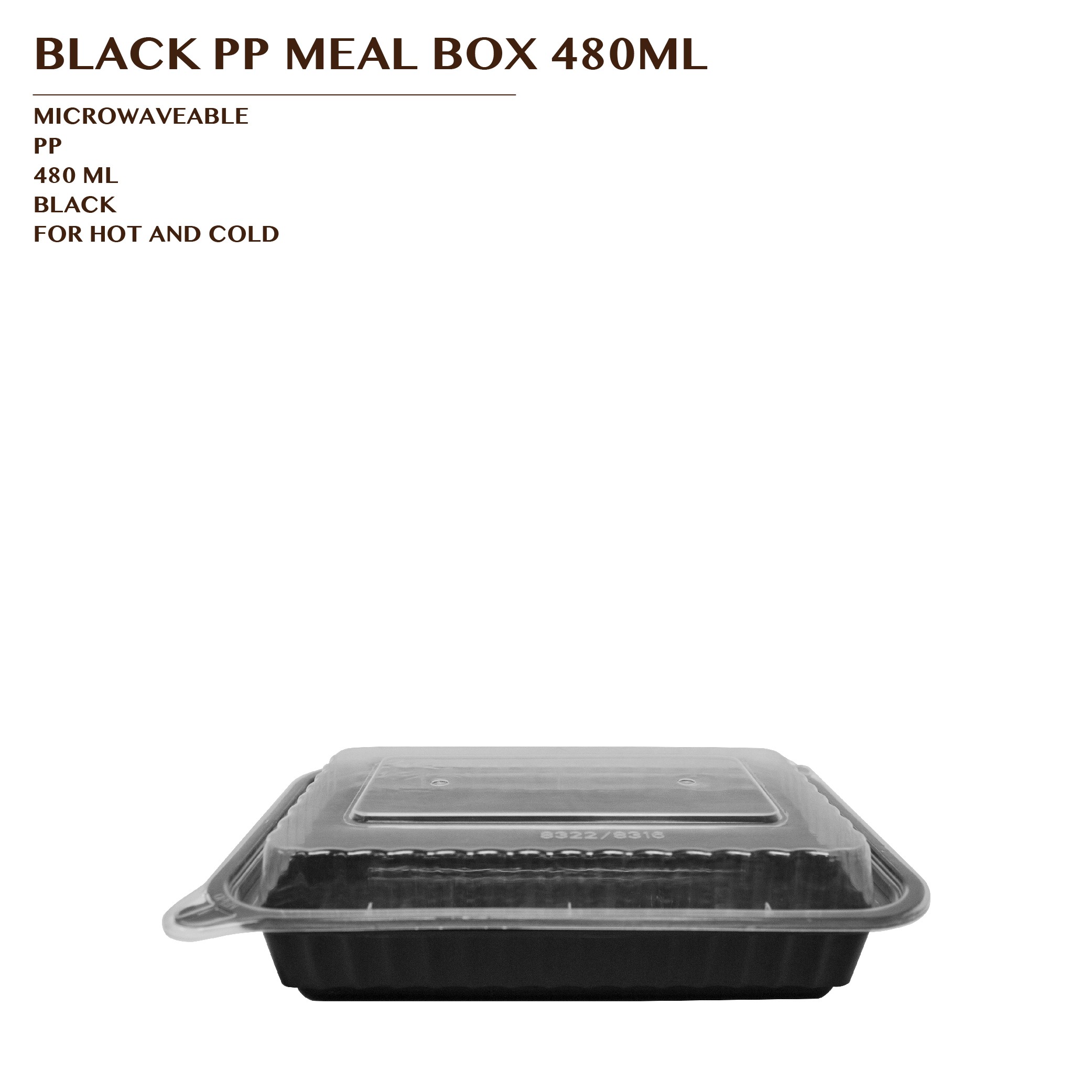 PRE-ORDER BLACK PP MEAL BOX 480ML 150SET/CTN
