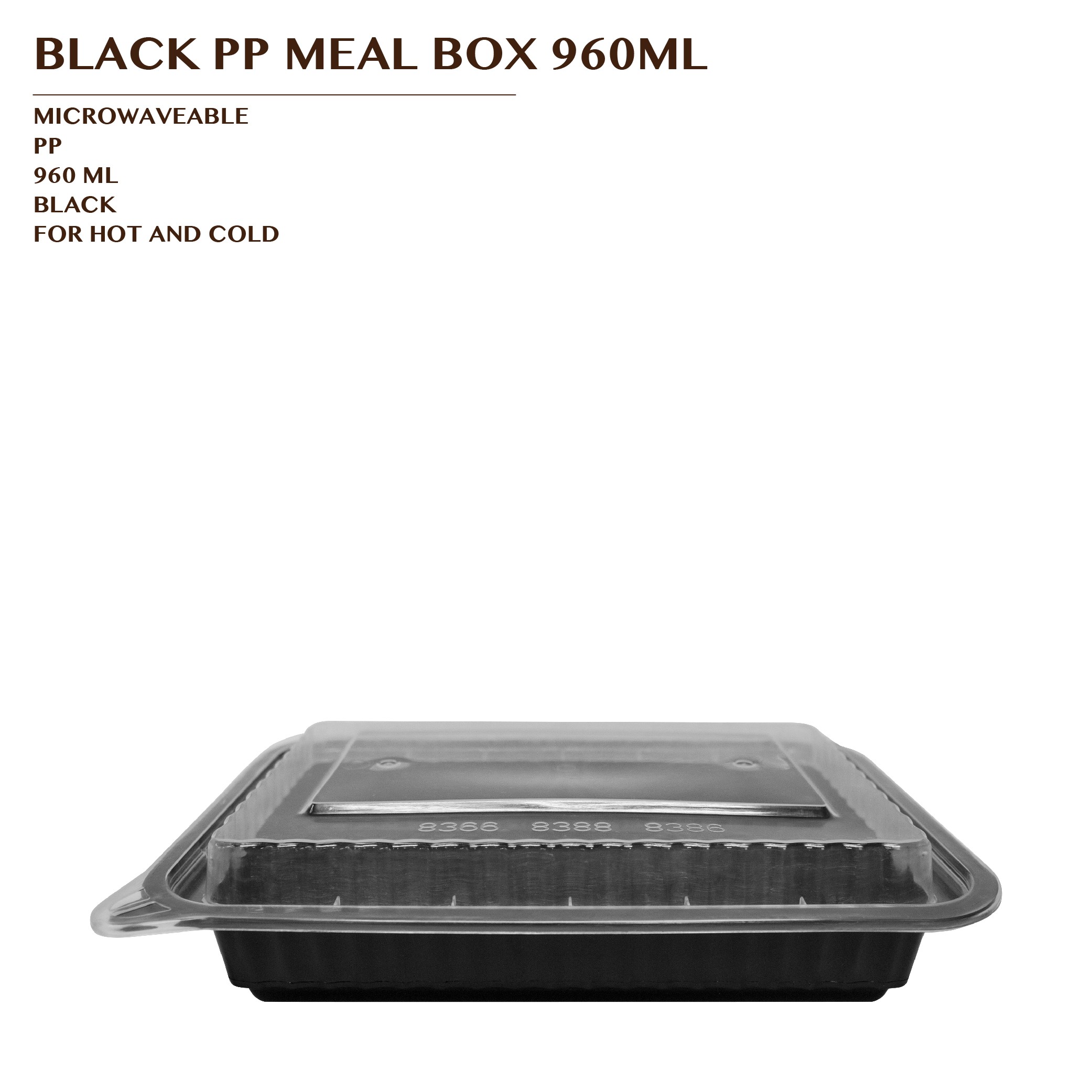 PRE-ORDER BLACK PP MEAL BOX 960ML 150SET/CTN