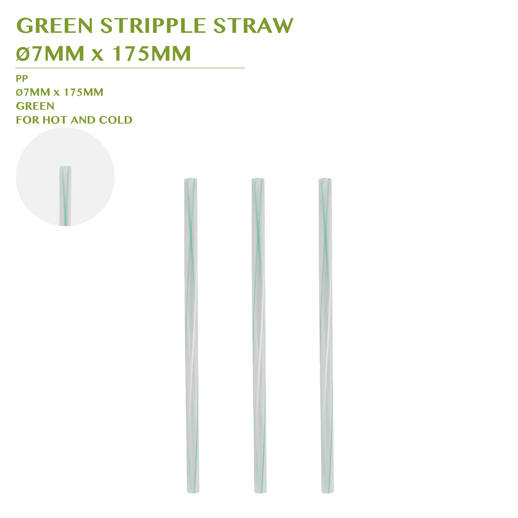 PRE-ORDER GREEN STRIPPLE STRAW  Ø7MM x 175MM