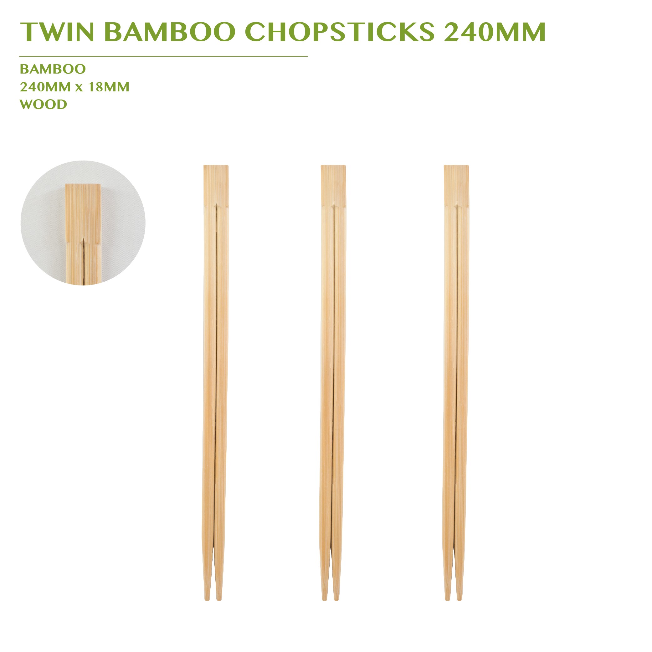 TWIN BAMBOO  CHOPSTICK 240MM 3000PCS/BOX