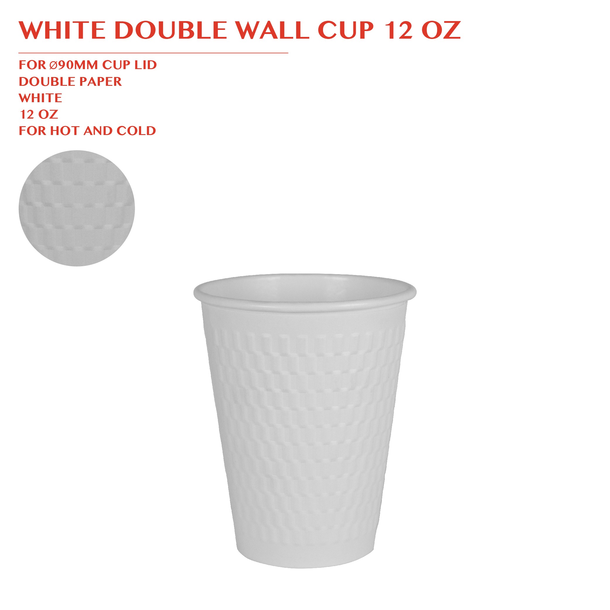 PRE-ORDER WHITE DOUBLE WALL CUP 12 OZ