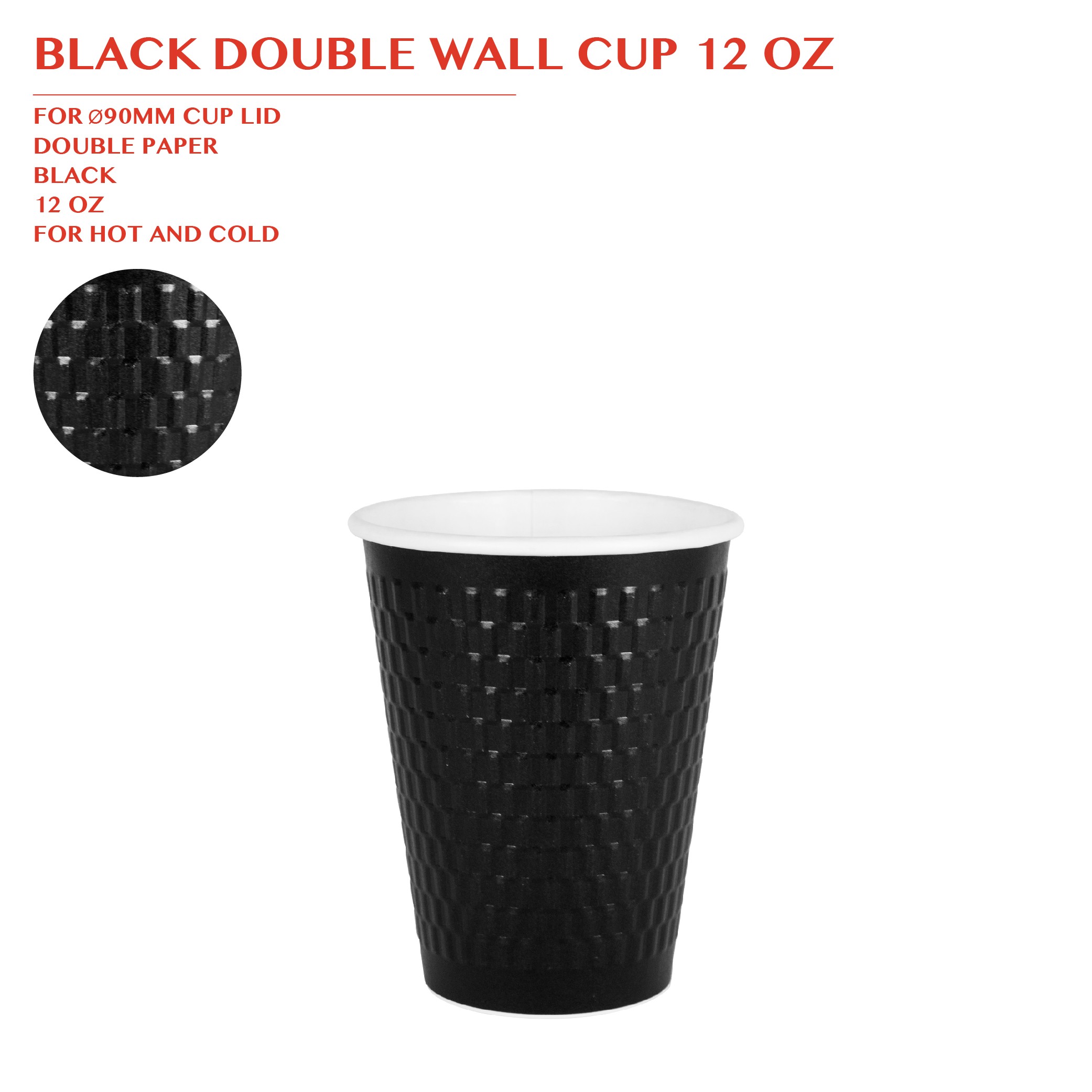 PRE-ORDER BLACK DOUBLE WALL CUP 12 OZ