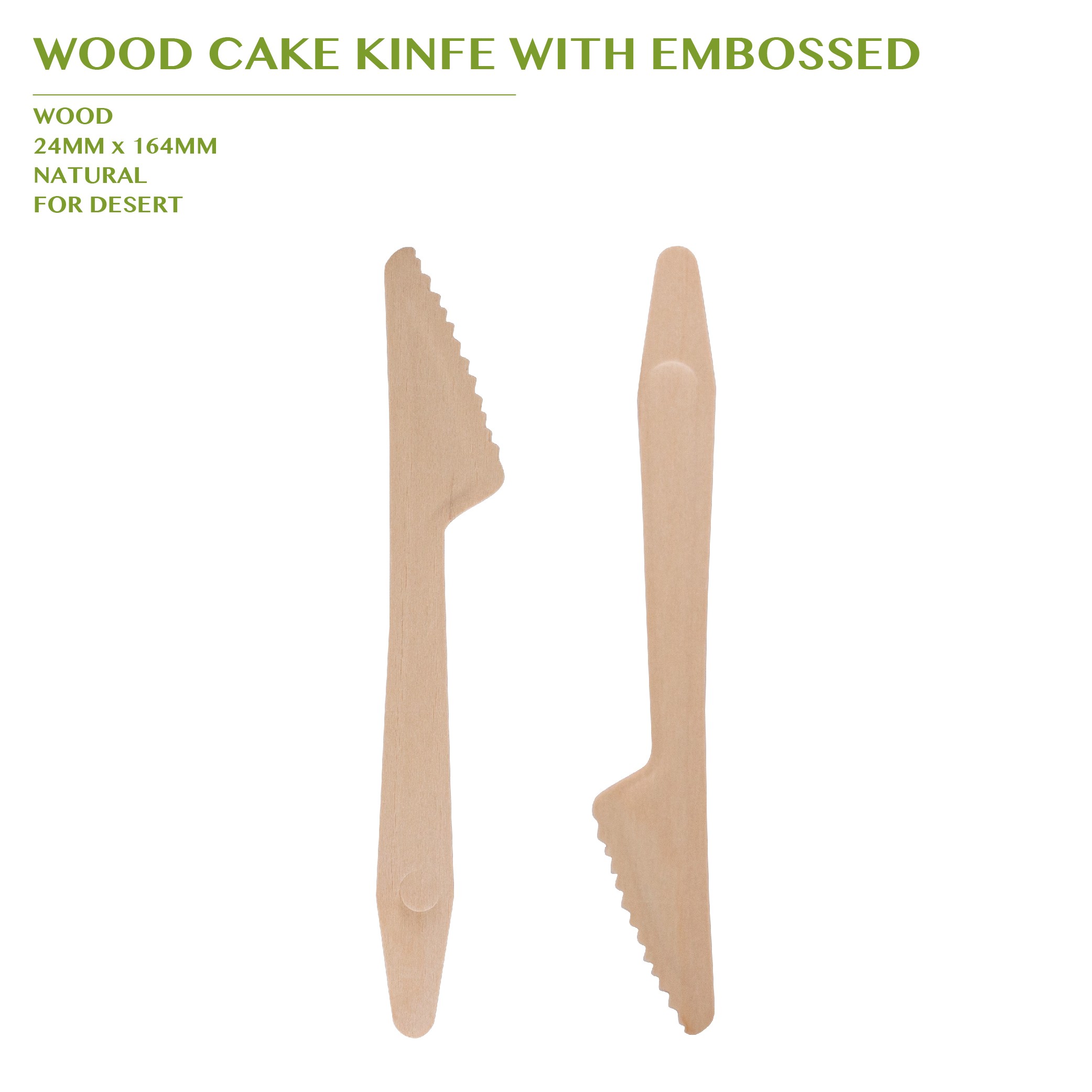 PRE-ORDER WOOD CAKE KINFE WITH EMBOSSED